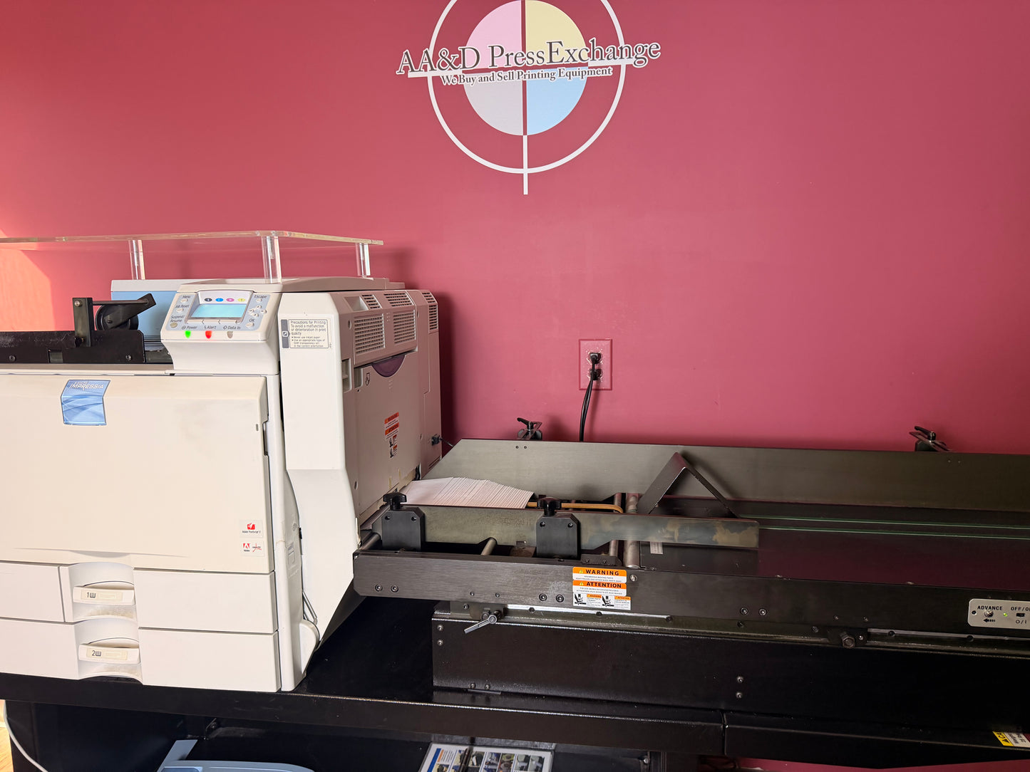 Used Xante Impressia 207 digital press by AA&D PressExchange – paper feed and rollers