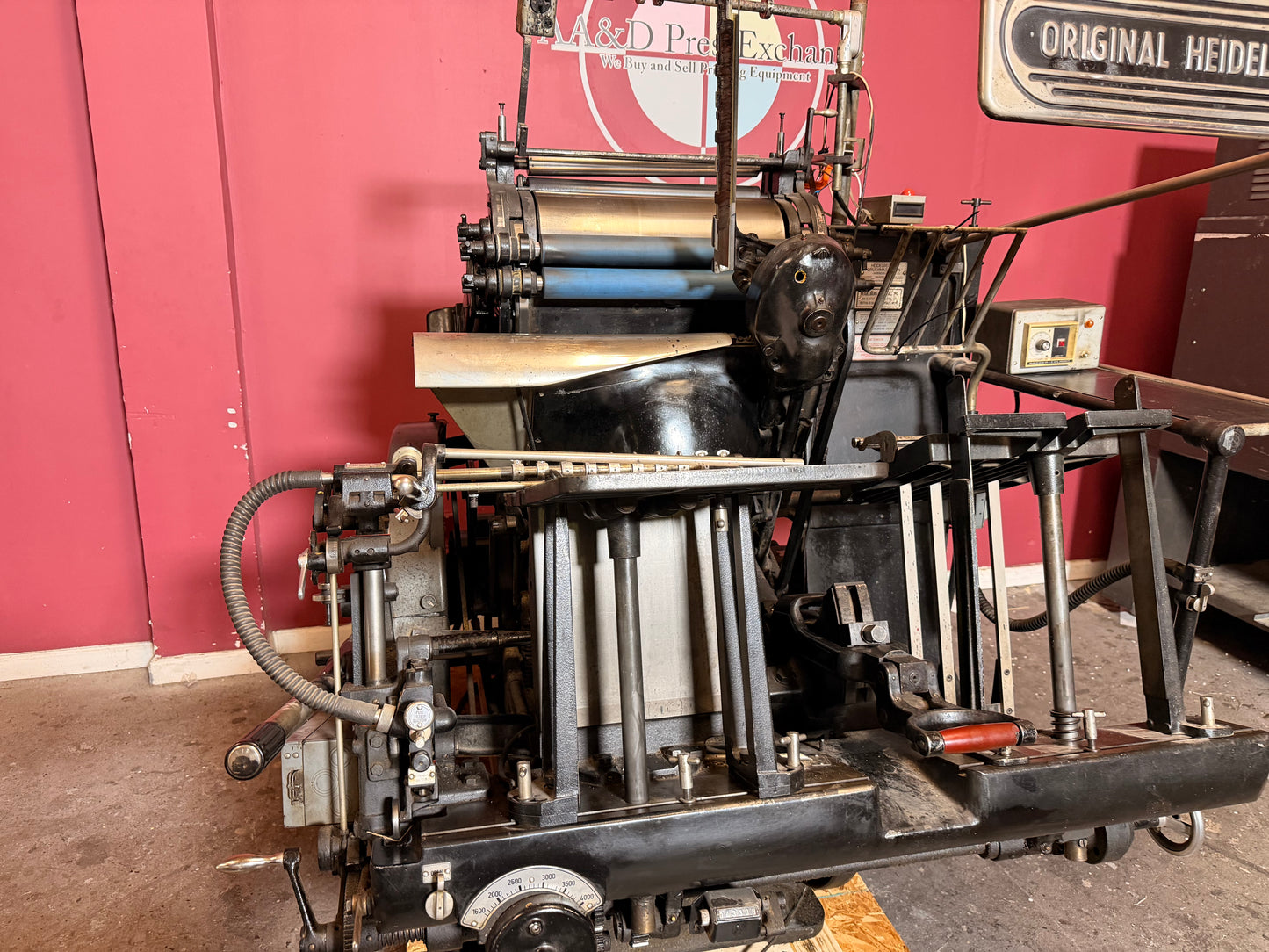 Heidelberg Windmill Letterpress 13x18 with Foil Stamping for sale side view automatic feeder system