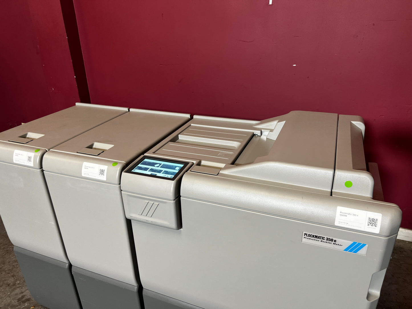 Used Plockmatic 350e 31k Meter detailed close-up of booklet finishing unit – AA&D PressExchange