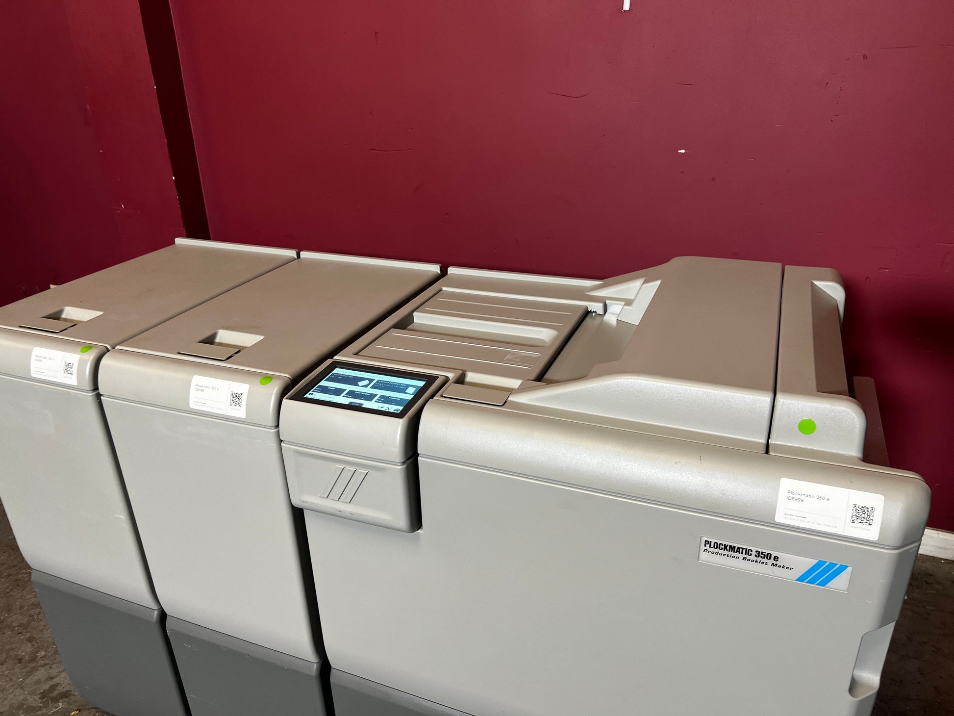Used Plockmatic 350e 31k Meter detailed close-up of booklet finishing unit – AA&D PressExchange