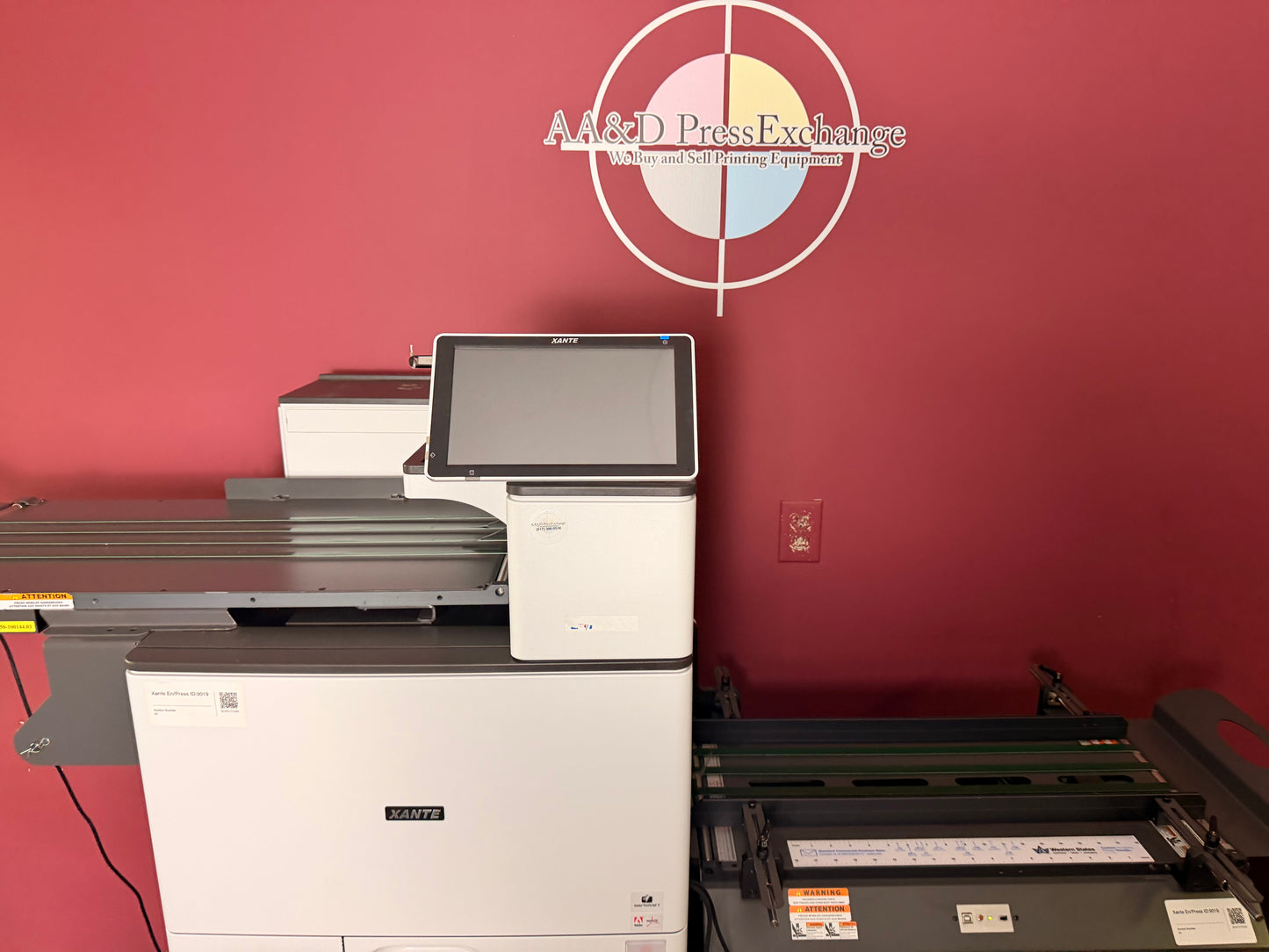 Used Xante En Press Envelope Printer Low meter 3K rear view with connectivity ports
