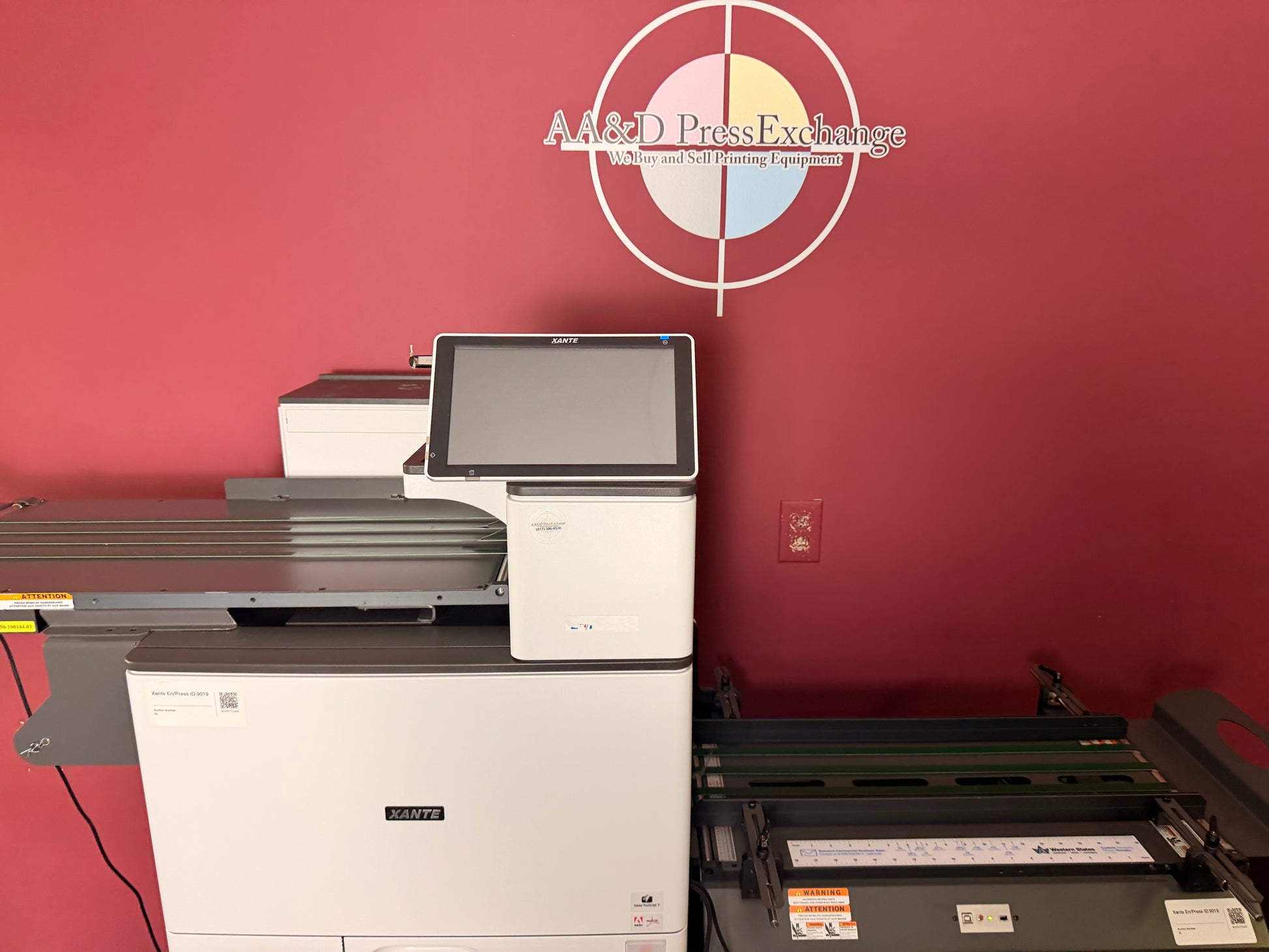 Used Xante En Press Envelope Printer Low meter 3K rear view with connectivity ports