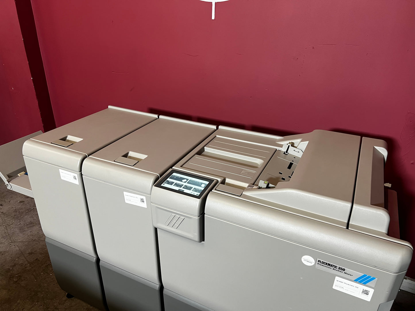 Used Plockmatic 350 LOW METER 167k bookletmaker showing full modular configuration – AA&D PressExchange