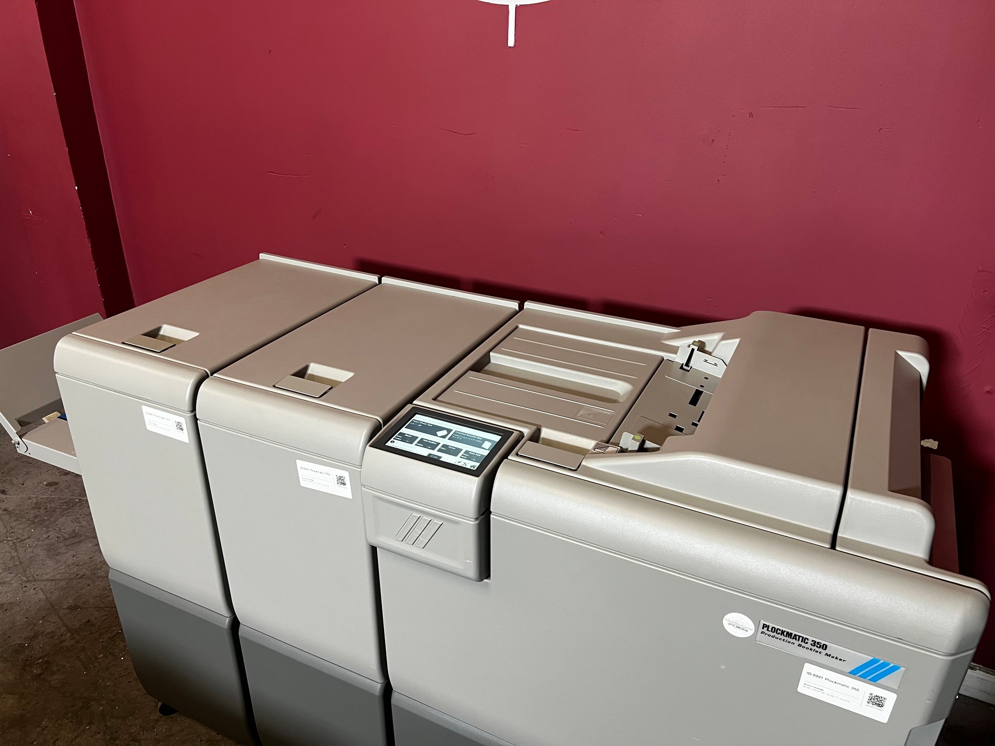 Used Plockmatic 350 LOW METER 167k bookletmaker showing full modular configuration – AA&D PressExchange