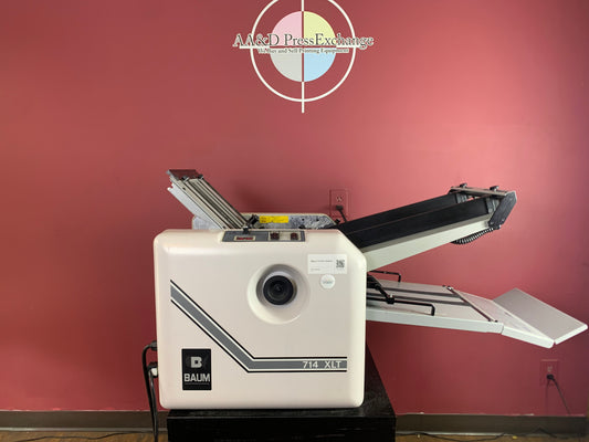 Used Baum 714XLT Ultrafold high-speed document folder front view – AA&D PressExchange