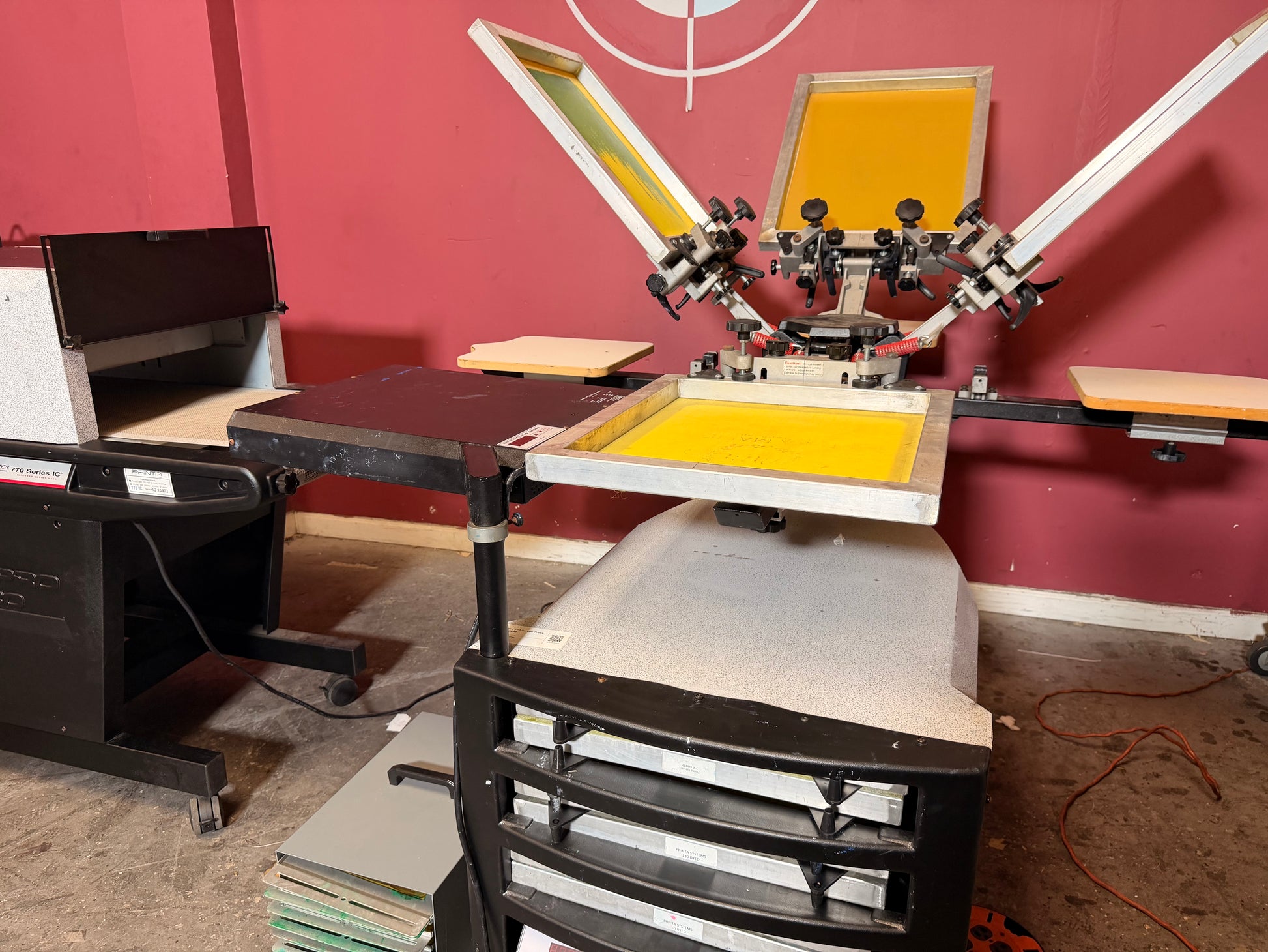 Used Printa 770 Series Screen Printing System with multi-station carousel view – AA&D PressExchange