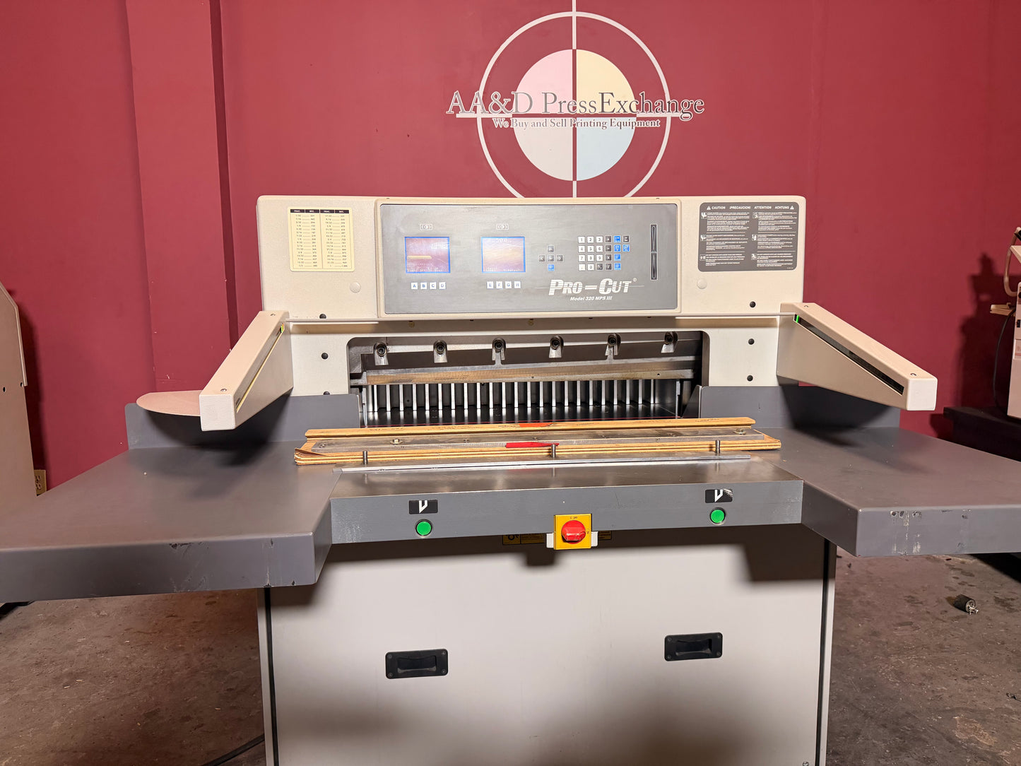 Used Pro-Cut 320 MPS III heavy duty bindery cutter for sale with air float table