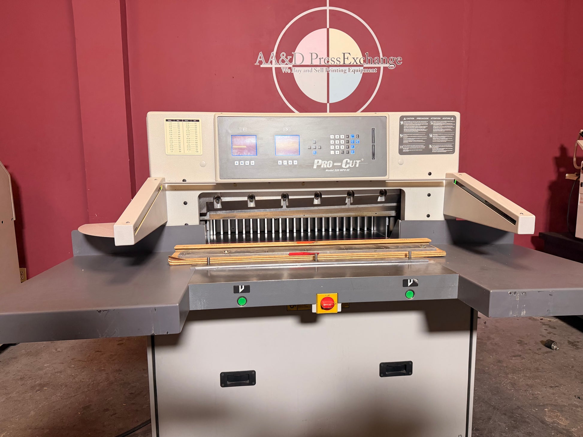 Used Pro-Cut 320 MPS III heavy duty bindery cutter for sale with air float table