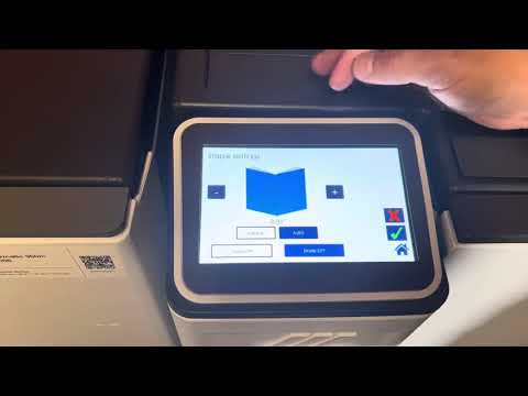 Used Plockmatic 350-M booklet maker 28k meter overview in professional booklet production line – AA&D PressExchange