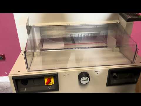 Used Triumph 4810-95EP paper cutter overview in professional cutting workflow – AA&D PressExchange