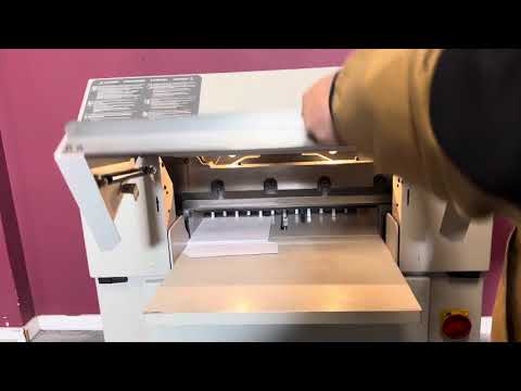 Used Challenge Titan 200 programmable paper cutter in professional cutting setup – AA&D PressExchange